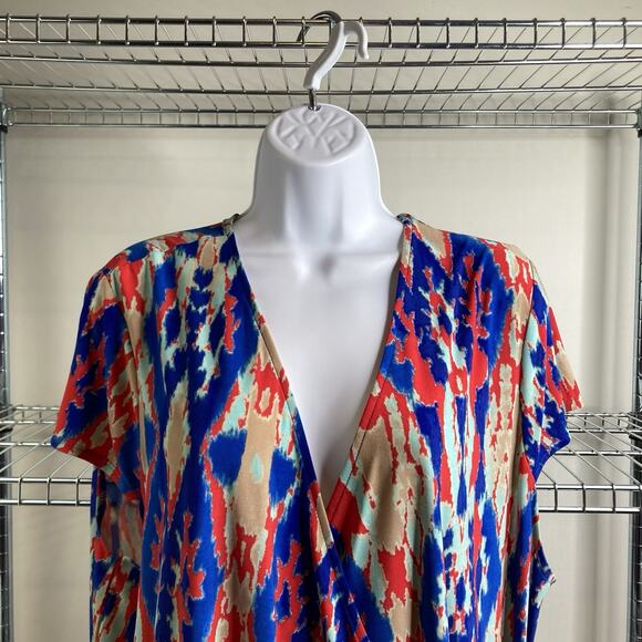 Jones New York Women's Coral Sea Side Ruched Dress Size 2X Draped Beachy Party - Picture 7 of 10